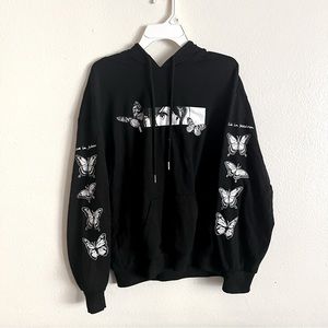 Butterfly & Anime Graphic Pouch Pocket Hoodie